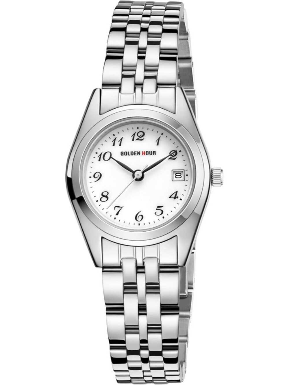 Women's Silver Analog Quartz Stainless Steel Band Easy Reader Bracelet Watch